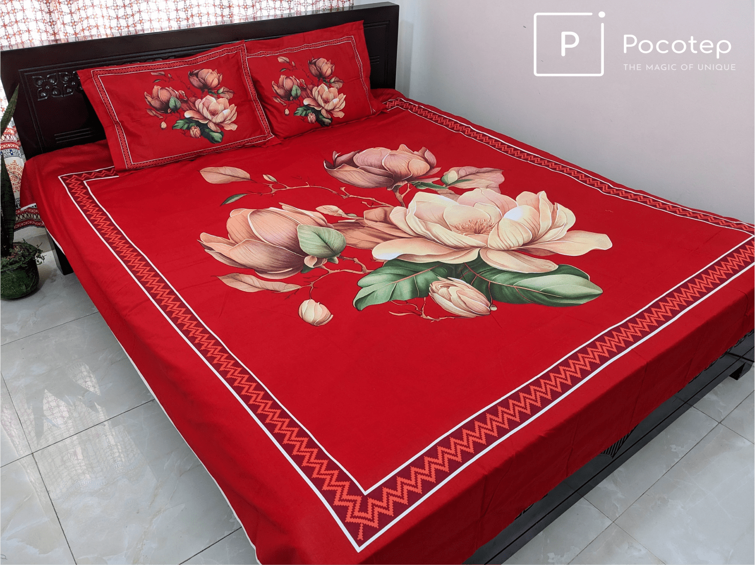 100% Twill Fabric High Quality Standard Design Bedsheet  (৩ পিসের সেট)